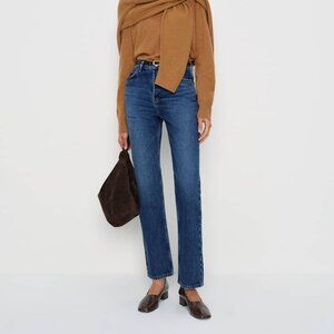 Reformation Cynthia High Rise Straight Long Jeans | 27 L | Medium blue | New